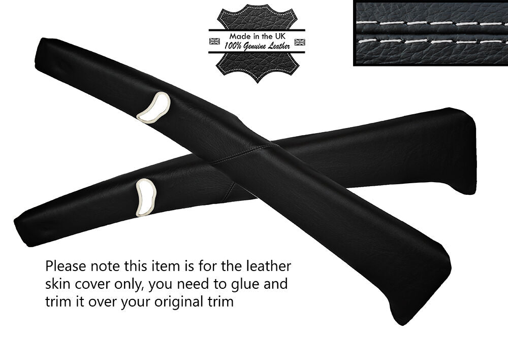GREY STITCHING 2X B PILLAR TRIM LEATHER SKIN COVERS FITS BMW 6 SERIES E24