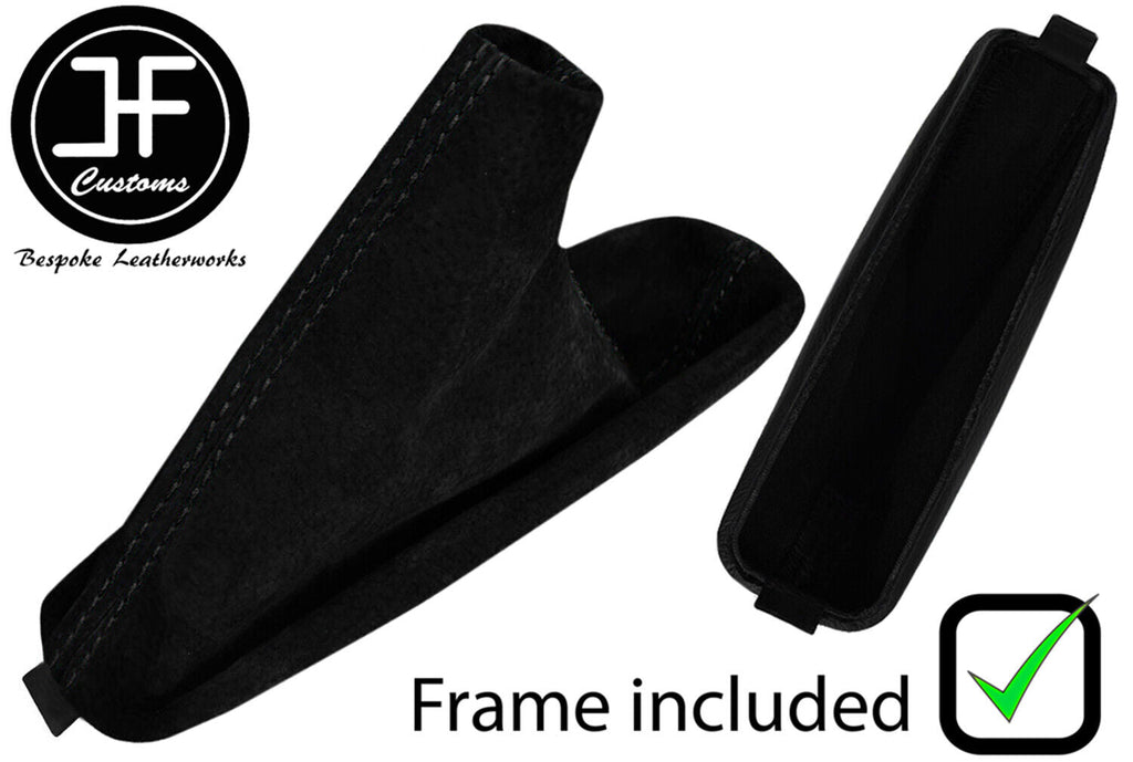 BLACK STITCH SUEDE HANDBRAKE GAITER + PLASTIC FRAME FOR BMW 3 SERIES E46 99-05