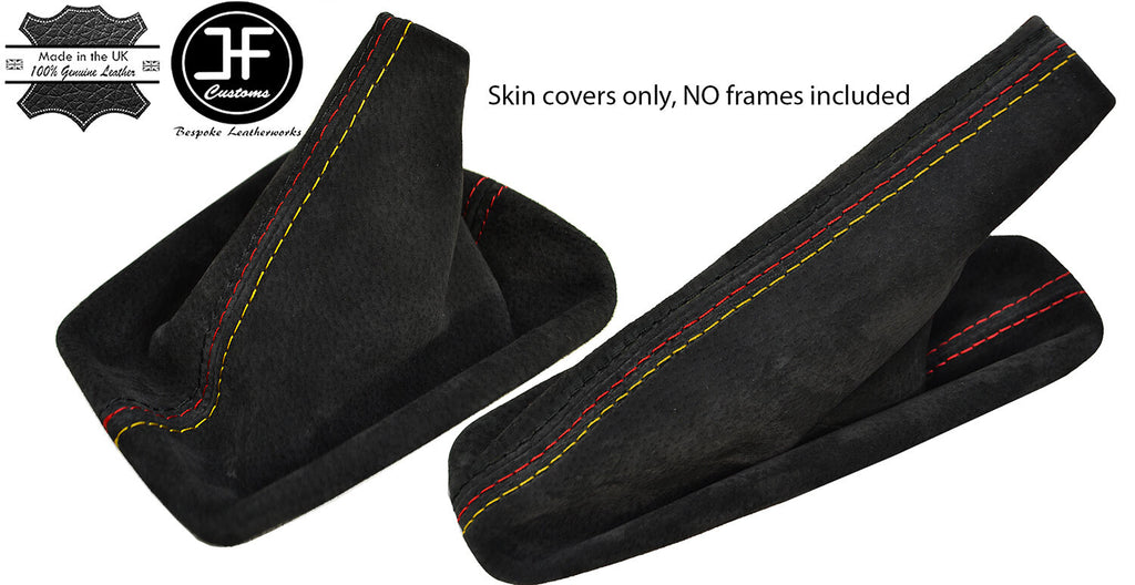 RED STITCH SUEDE GEAR HANDBRAKE GAITER FITS BMW Z3 95-04 GERMAN FLAG STITCH