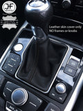 BLACK STITCHING MANUAL LEATHER GEAR GAITER COVER FITS AUDI A6 C7 2011-2017