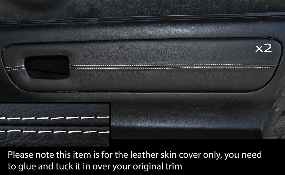WHITE STICH 2X DOOR CARD TRIM LEATHER SKIN COVERS FITS TOYOTA MR2 MK3 2000-2007