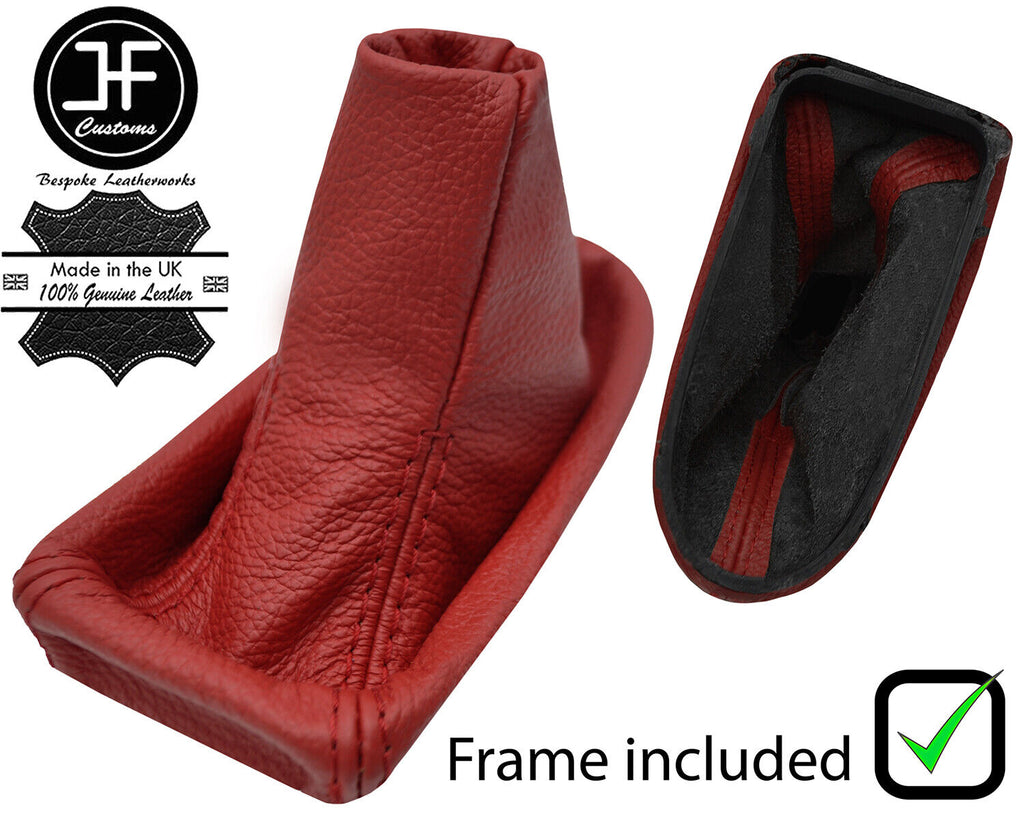 DARK RED LEATHER AUTOMATIC GEAR GAITER+PLASTIC FRAME FOR MERCEDES CLS W219 04-10