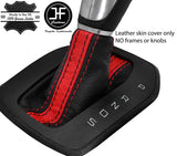 BLACK & RED STRIPE LEATHER AUTOMATIC GEAR GAITER FOR FORD FIESTA MK9 2013-18