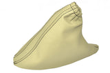 CREAM LEATHER FITS FIAT 500 & ABARTH 2007-2015 HANDBRAKE GAITER BLACK STITCH
