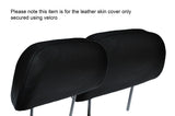 BLACK STITCH 2X FRONT HEADREST LEATHER SKIN COVERS FITS HONDA PRELUDE 1986-1991