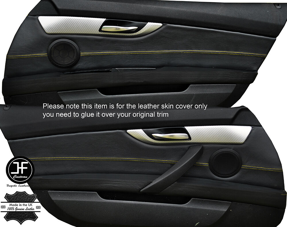 YELLOW STITCH 2X FRONT DOOR CARD TRIM LEATHER COVERS FITS BMW Z4 E89 2009-2016