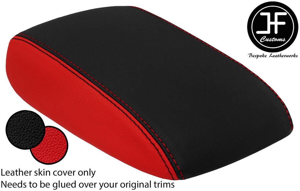 BLACK RED ARMREST LID REAL LEATHER COVER FITS FORD FOCUS MK4 2018-2020