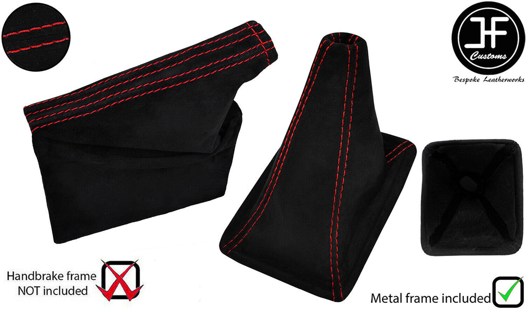 RED STITCH LUXE SUEDE GAITER SET+METAL FRAME FITS TOYOTA JZX 100 CHASER 96-00