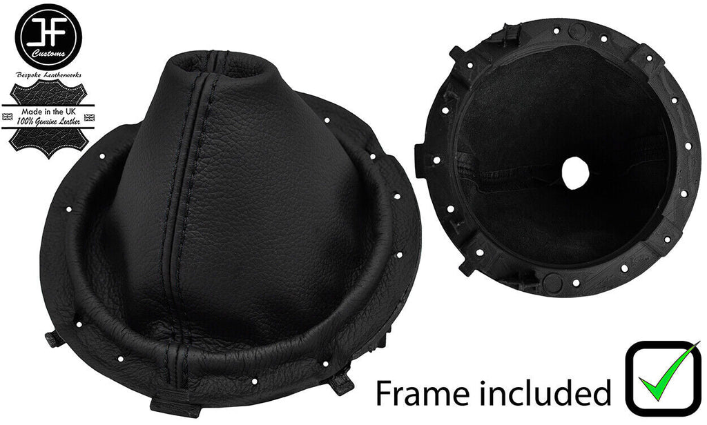 BLACK STITCH LEATHER GEAR GAITER+PLASTIC FRAME FITS NISSAN 350Z 06-09 FACELIFT