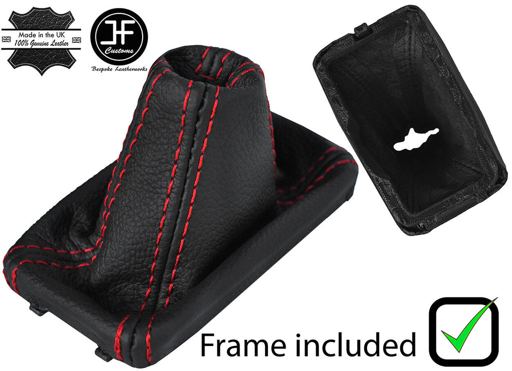 RED STITCH LEATHER AUTOMATIC GEAR GAITER+PLASTIC FRAME FITS VOLVO V90 16-19