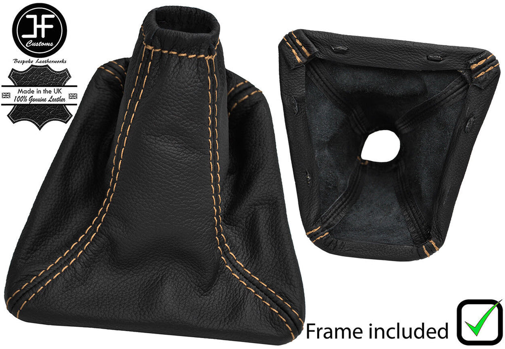 BEIGE STITCH LEATHER GEAR GAITER WITH PLASTIC FRAME FOR JAGUAR X-TYPE 2001-2009