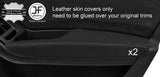 BLACK STITCH 2X FRONT DOOR ARMREST NAPPA LEATHER COVERS FITS AUDI A4 B8 08-15