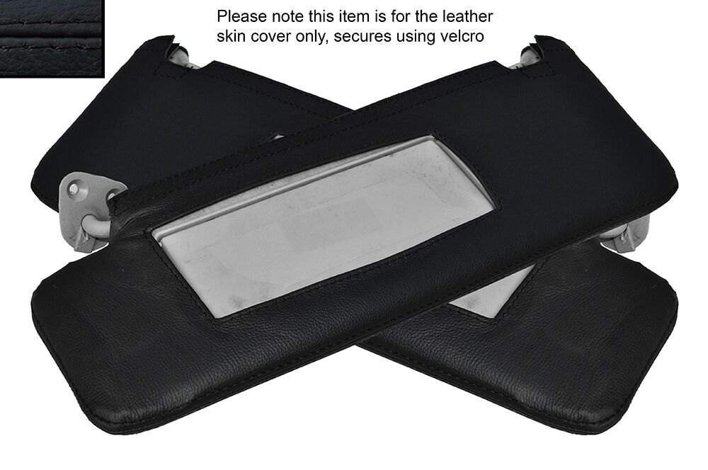 BLACK STITCHING 2X SUN VISORS SKIN COVERS FITS LEXUS RX300 RX 300 1997-2003