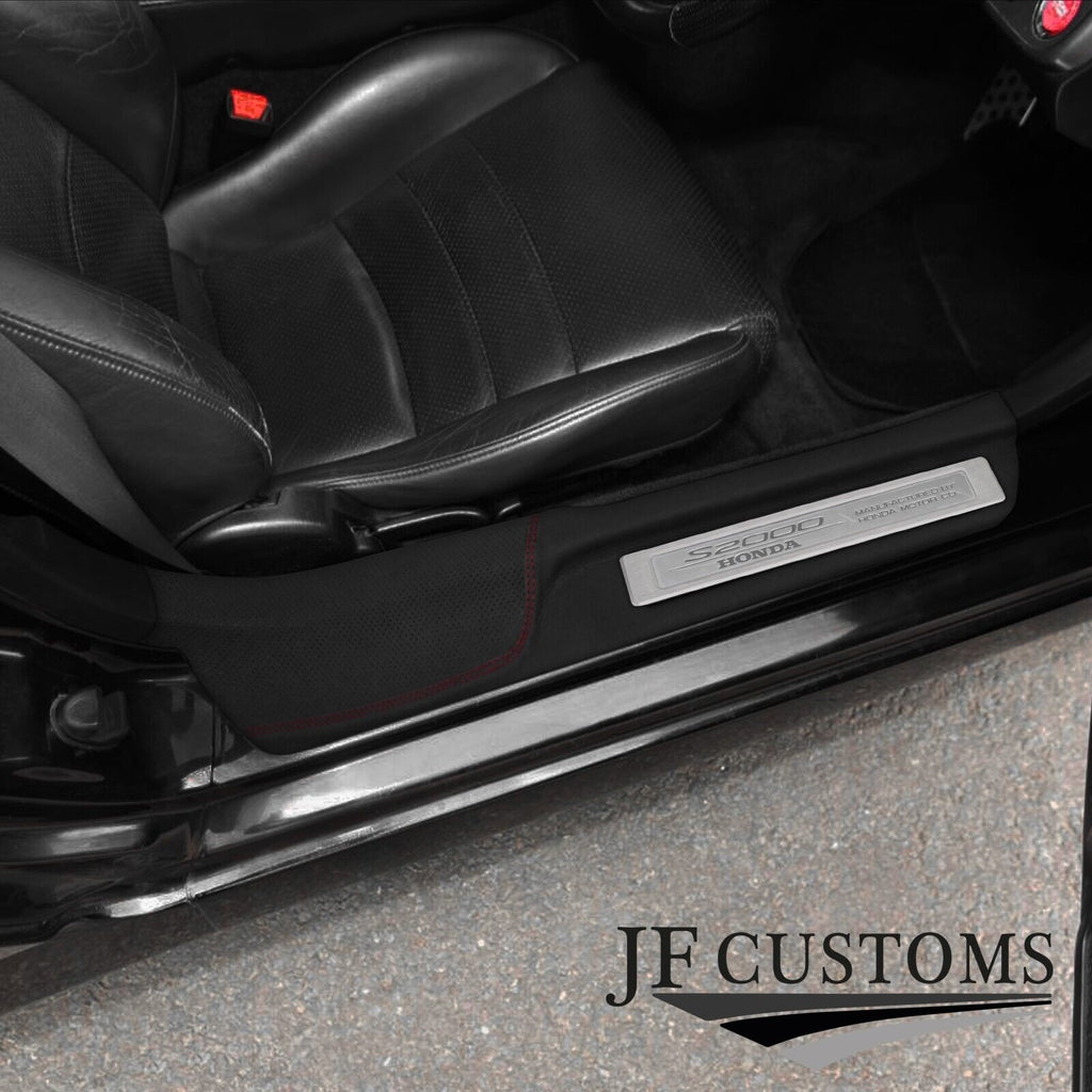 FOR HONDA S2000 D RED STITCH DOOR SILL TRIM COVER PERFORATED & TOP GRAIN LEATHER
