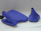 FITS BMW E36 E46 GEAR HANDBRAKE ARMREST COVER SET R BLUE CUSTOM NEW MADE IN UK