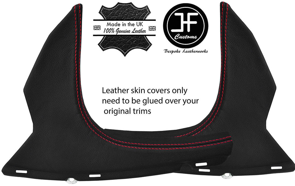 RED STITCH 2X REAR UPPER C PILLAR LEATHER COVERS FOR BMW 5 E60 E61 2003-2011