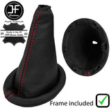 RED STITCH LEATHER GEAR GAITER + PLASTIC FRAME FITS CITROEN SAXO 1996-2004