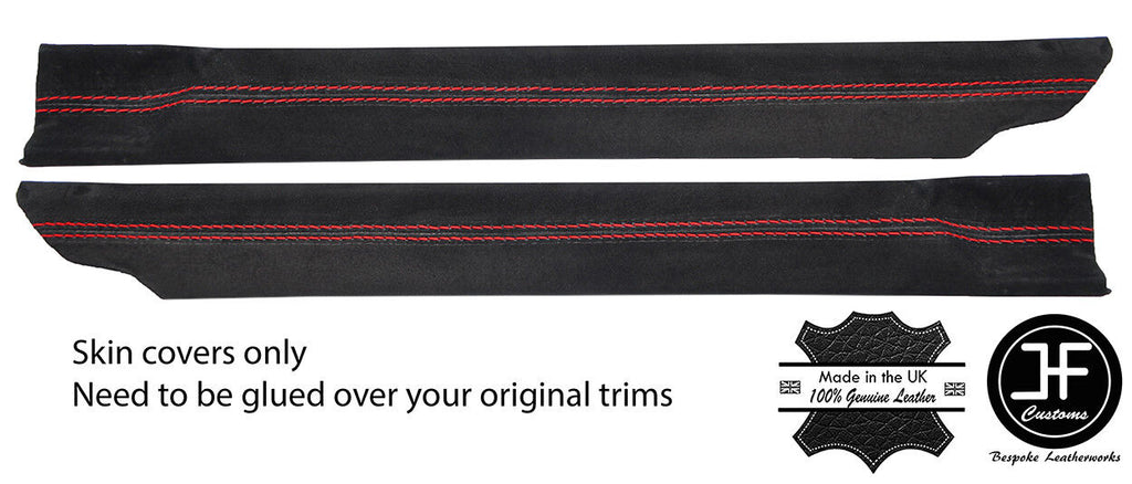 RED STITCH 2X A PILLAR SUEDE COVERS FITS DISCOVERY 1 TDI V8 200 1989-1998
