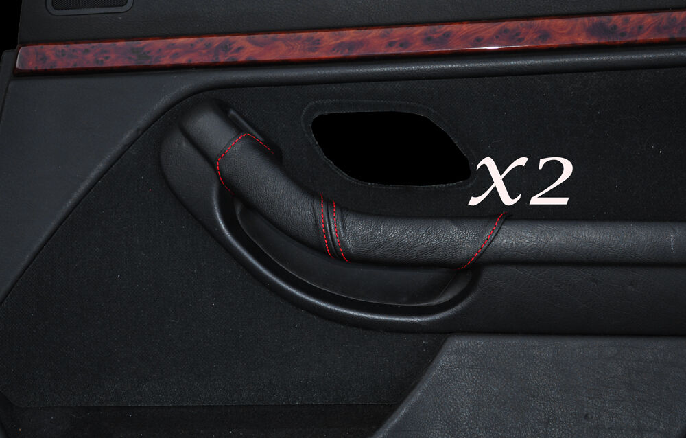 RED STITCH 2X REAR DOOR HANDLE LEATHER SKIN COVERS FITS BMW E39 1995-2004