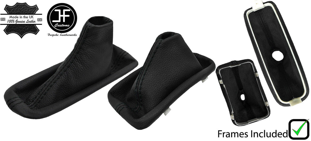 BLACK STITCH LEATHER AUTOMATIC GAITERS SET + PLASTIC FRAME FOR BMW X5 E53 00-06