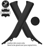 BLACK REAL LEATHER 2X A PILLAR COVERS FITS NISSAN 370Z Z34 2009-2020 CUSTOM NEW