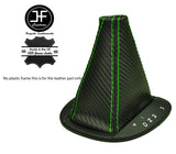 GREEN STITCH CARBON VINYL AUTO AUTOMATIC GEAR GAITER FOR ALFA ROMEO MITO 08-16