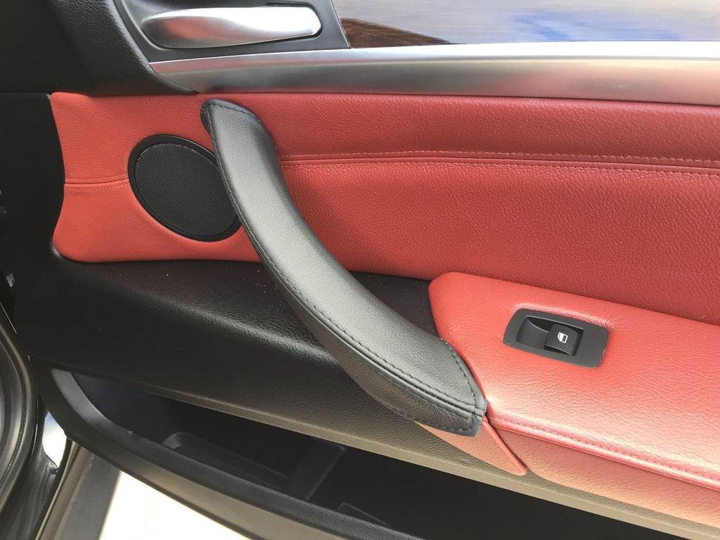 FITS BMW X5 E70 07-20131X PASSENGER DOOR HANDLE BLACK REAL LEATHER COVER