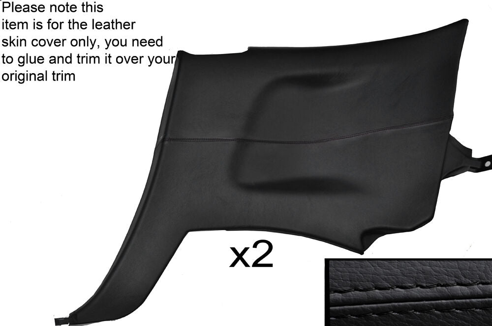 BLACK STITCH 2X REAR SIDE PANEL LEATHER SKIN COVERS FITS NISSAN GT-R R35 09-15