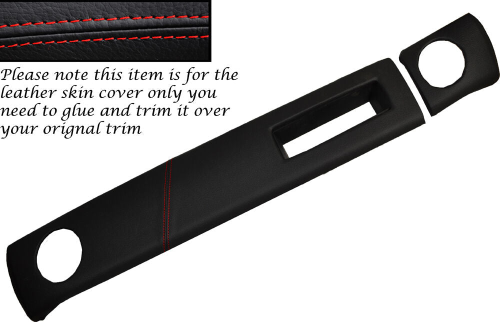 RED STITCHING TWO PIECE DASH KIT LEATHER SKIN COVERS FITS FORD ESCORT MK2