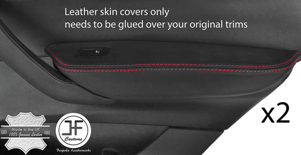 RED STITCHING 2X REAR DOOR ARMREST LEATHER COVERS FITS BMW X4 F26 2014-2018