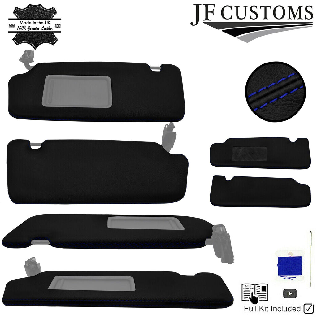 R BLUE CROSS STITCH LEATHER 2X SUN VISOR COVERS FOR AUDI A3 RS3 8V 13-20 SALOON