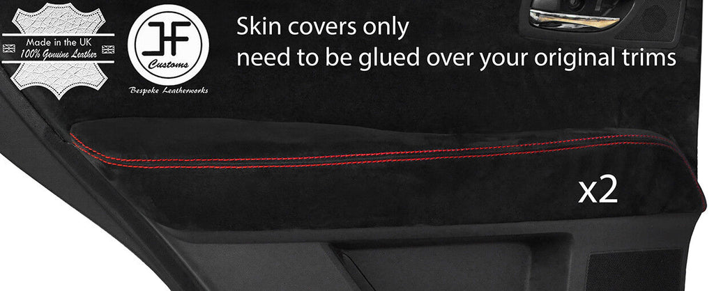 RED STITCH 2X REAR DOOR ARMREST SUEDE COVERS FITS LEXUS RX450h RX350 10-15