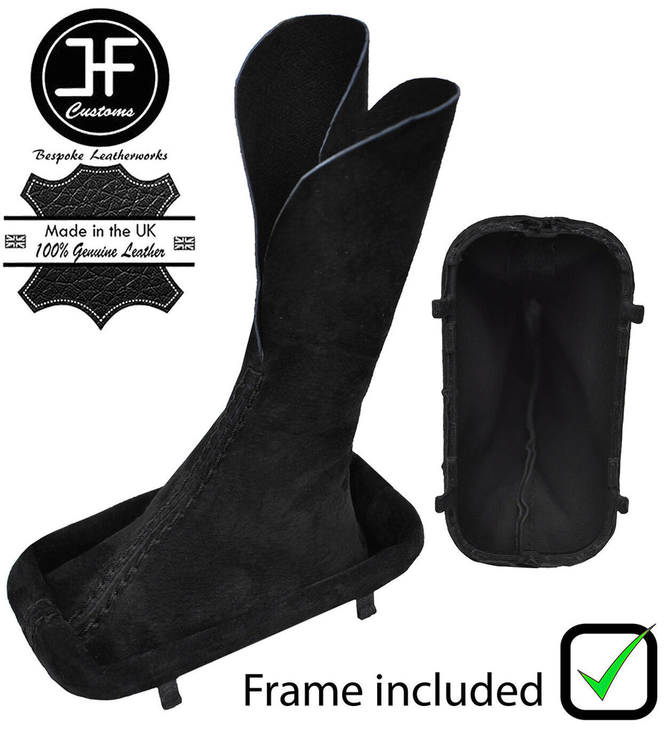 BLACK STITCH REAL SUEDE AUTOMATIC GEAR GAITER+FRAME FOR RANGE ROVER VOGUE 02-11