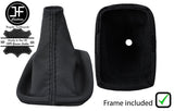 BLACK STITCH REAL LEATHER GEAR GAITER WITH PLASTIC FRAME FOR VOLVO S40 04-2012