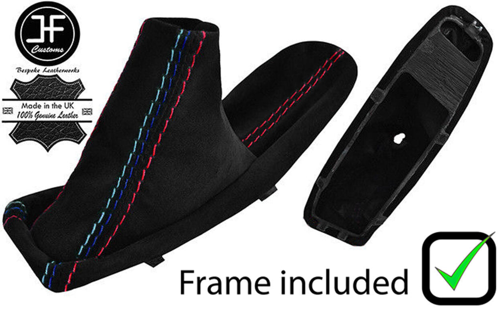 RED & TRI STITCH STITCH SUEDE HANDBRAKE+PLASTIC FRAME FOR BMW E90 E91 E92 E93