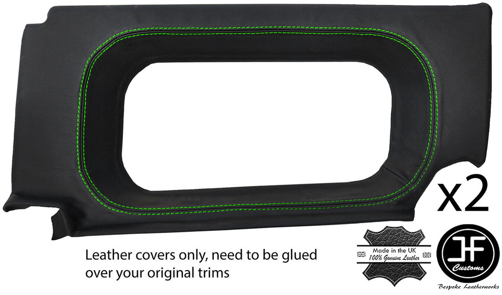 GREEN STITCH 2X REAR WINDOW SIDE TRIM COVERS FITS DEFENDER 90 110 STATION WAGON