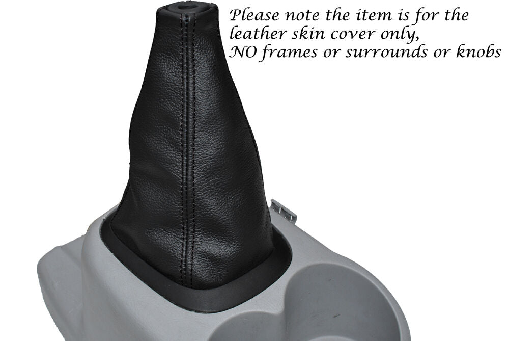 BLACK STITCHING LEATHER SKIN GEAR GAITER FITS HYUNDAI TRAJET 2000-2008