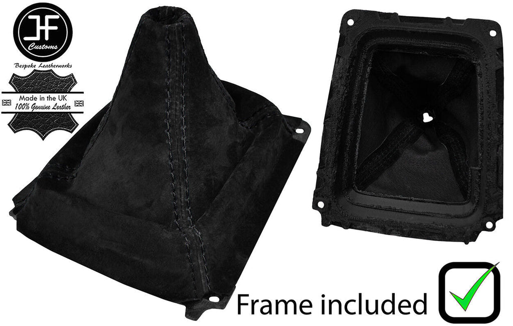 BLACK STITCH SUEDE GEAR GAITER+PLASTIC FRAME FITS MAZDA MX5 MK2 MIATA 98-05