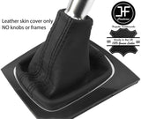 BLACK & BLACK STRIPE TOP GRAIN LEATHER MANUAL GEAR GAITER FITS AUDI A3 8P 04-12