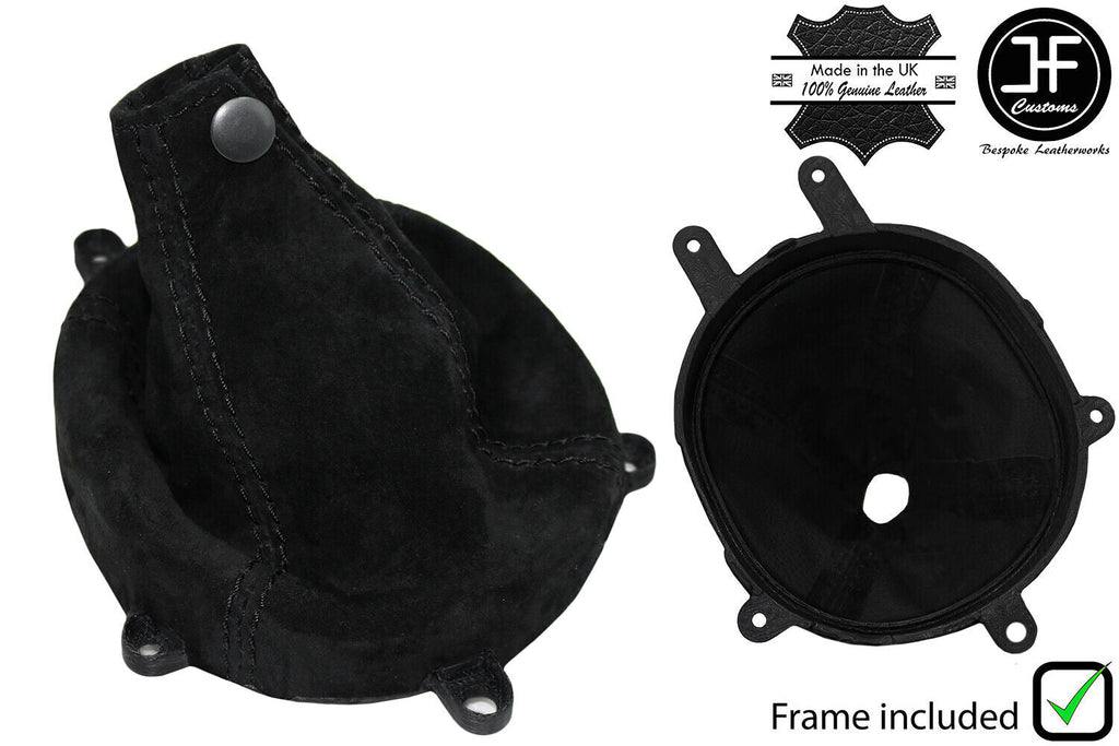 BLACK STITCH SUEDE GEAR 6SPEED GAITER+FRAME FOR MITSUBISHI LANCER EVO 7 8 9