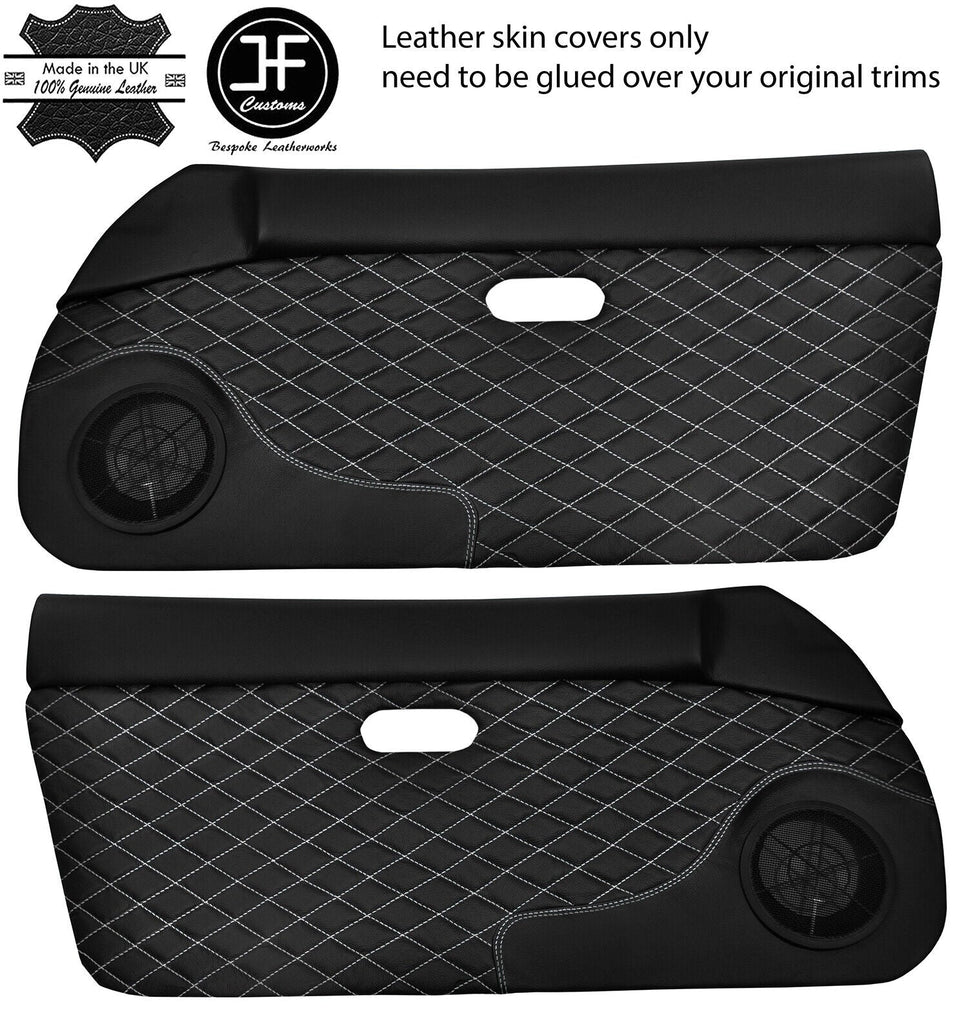 WHITE DIAMOND STITCH 2X DOOR CARD LEATHER COVERS FOR MAZDA MX5 MK1 MIATA 89-97