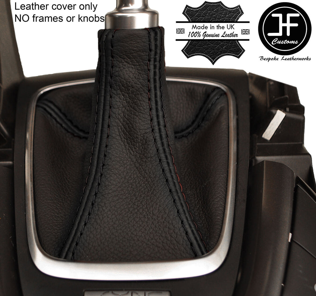 BLACK STITCHING REAL LEATHER MANUAL GEAR GAITER FITS FORD MONDEO MK5 2014-2017