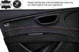 RED STITCH 2X FRONT DOOR CARD TRIM LEATHER COVERS FITS SEAT LEON 13-20 5 DOOR