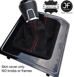RED STITCHING REAL SUEDE MANUAL GEAR GAITER FITS VW TOURAN 5T 2015-2017