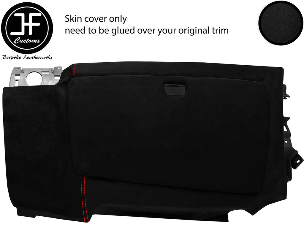 RED STITCH LOWER DASH GLOVE BOX LUXE SUEDE COVER FOR BMW E81 E82 E87 05-07