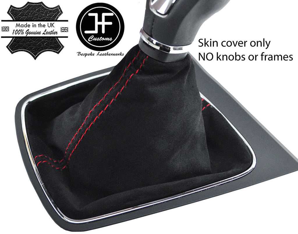 RED STITCHING REAL SUEDE MANUAL GEAR GAITER FITS SEAT LEON MK3 2012-2017