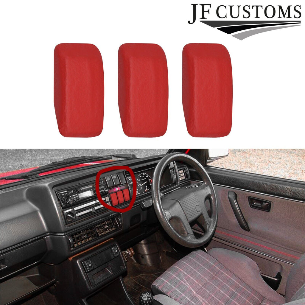 FOR VW GOLF MK2 JETTA 83-92 3X RED LEATHER DASHBOARD BLANK TRIMS + FRAMES