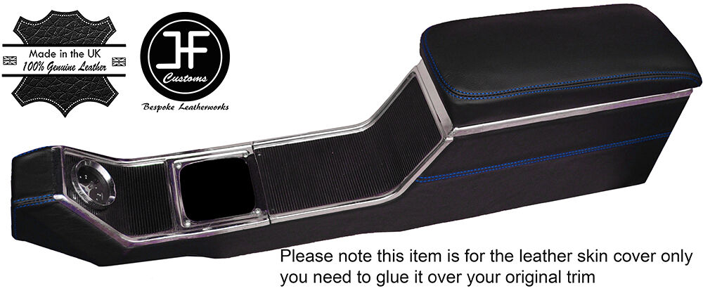 BLUE STITCH CENTRE CONSOLE & ARMREST LEATHER COVERS FITS FORD CORTINA MK1 MK2