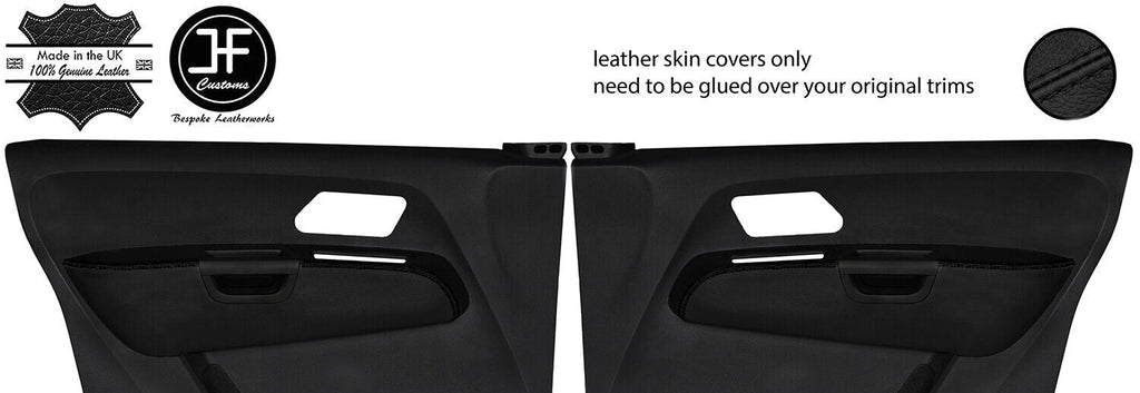 BLACK STITCH 2X FRONT DOOR ARMREST TOP GRAIN LEATHER COVERS FOR VW AMAROK 10-20