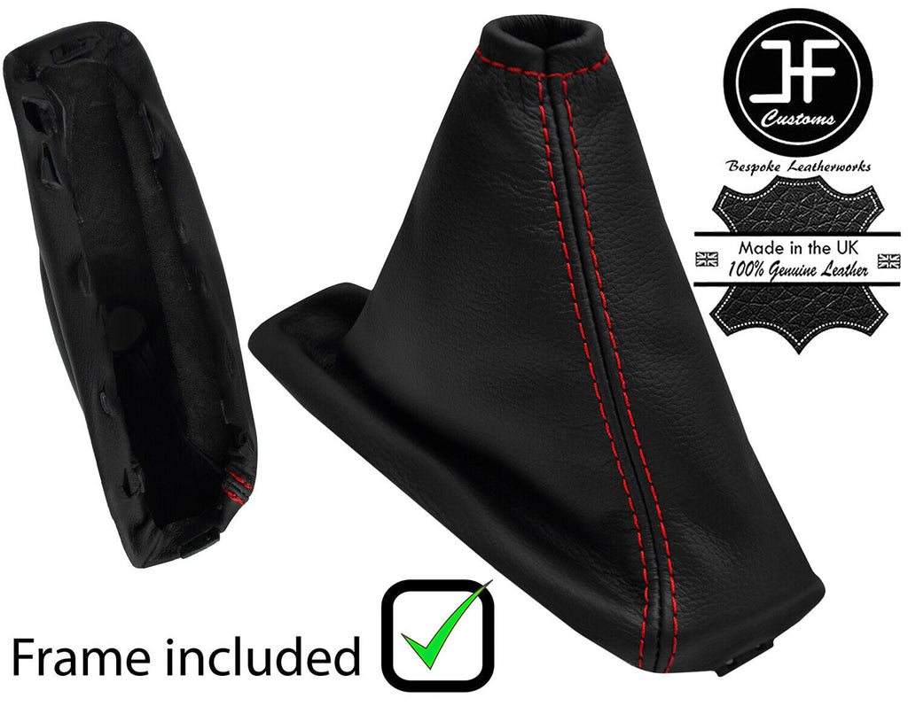 RED STITCH LEATHER HANDBRAKE+PLASTIC FRAME FITS RENAULT MEGANE MK3 08-16